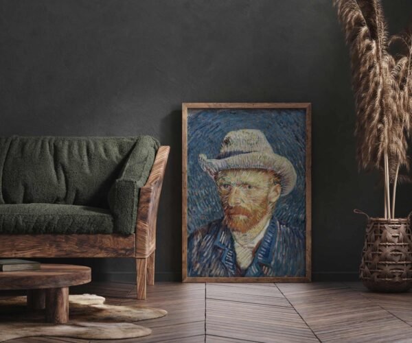 116 paveikslai internetu - Autoportretas su pilka veltinio kepure - Vincentas van Gogas