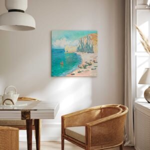 147 siltu spalvu paveikslas ant sienos - Paplūdimys ir Falaise d'Amont - Klodas Monė