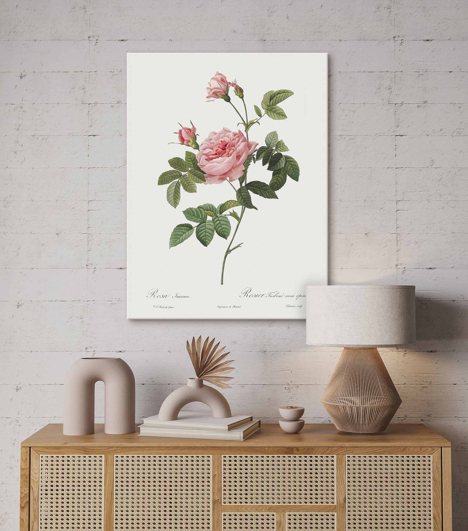 63 paveikslas ant drobes svetaineje - Burso rožė - Pierre-Joseph Redouté